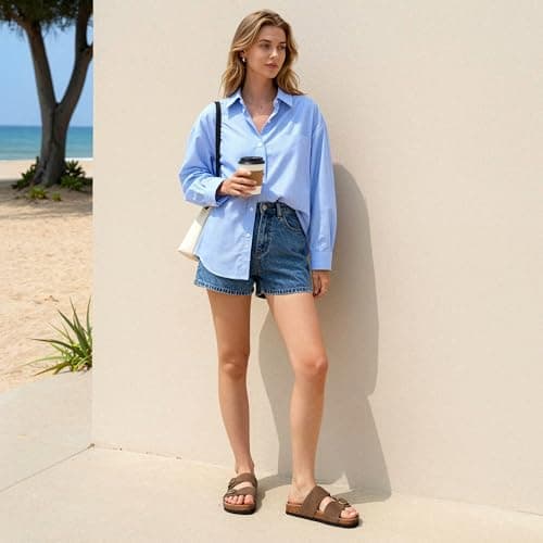 DREAM PAIRS Women's Slides Soft Genuine Footbed Sandals Comfortable Adjustable Double Buckle Slip-on Flat Sandals with Arch Support Frame Dual Slippers for Summer 2026,Size 9.5,Brown,SDSS26004W - Thumbnail 2