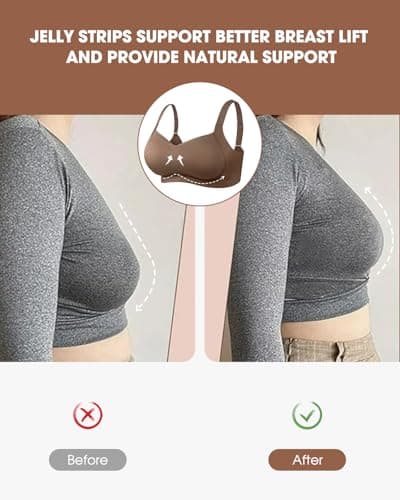LIIJOO Seamless Wireless Comfort Bra for Women, Full Coverage, Back Smoothing, Wide Strap, No Back Bulge, Underarm Contouring, Light Lift, Minimizer Fit（Chocolate Brown, 1XL Size） - Thumbnail 4