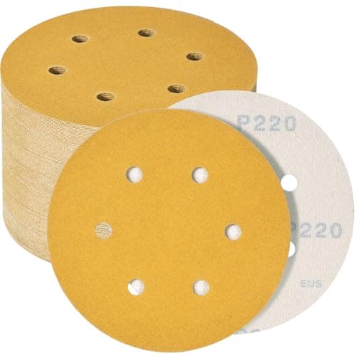 6-Inch 6-Hole Sanding Discs Hook and Loop, 220 Grit Sandpaper for Random Orbital Sander, 70 PCS Sand Paper for for Automotive and Woodworking Lijas Automotriz - Image 1
