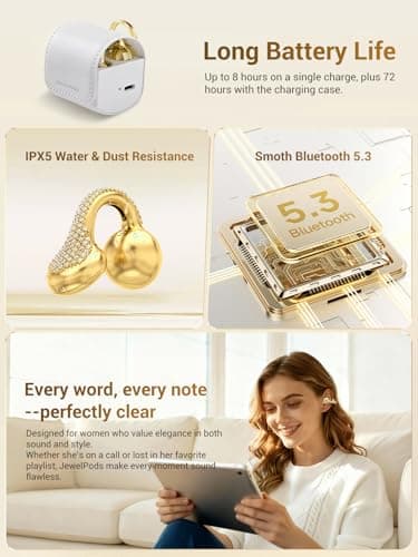 FUNNYEAH JewelPods C01 Pro Open Ear Headphones, Gold - Thumbnail 6