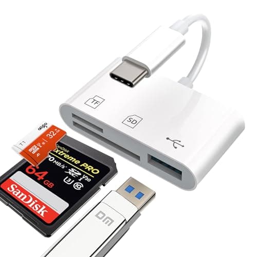 KikoSaka USB C SD Card Reader 3 in 1 Type C USB Camera Card Reader Adapter with SD Micro SD USB 3 Ports for iPhone 15 Pro Max, MacBook Pro/Air, Chromebook, Galaxy and More USB-C Device - Image 1