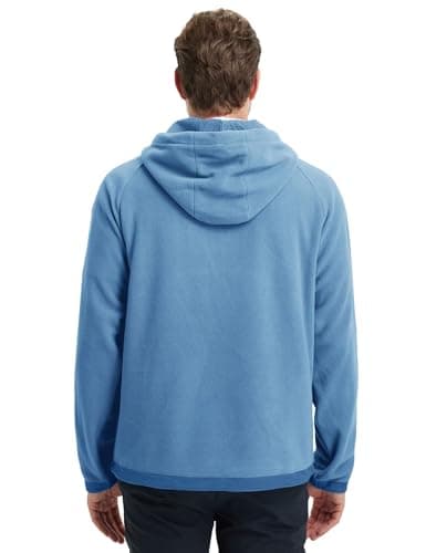 M MAELREG Mens Hoodies Microfleece Winter Warmth Golf Quarter Zip Hoodies Polar Fleece Hooded Sweatshirts for Men Misty Blue - Thumbnail 4