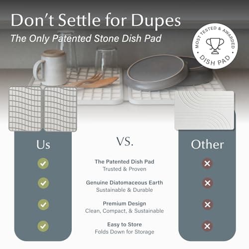 Dorai Home Large Dish Pad – 40% More Drying Space, Eco-Friendly Quick-Drying Stone Mat for Kitchen, 24.6" x 16.5", Sandstone - Thumbnail 6