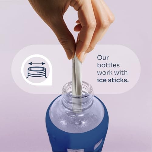 purifyou 40oz / 32oz / 22oz / 12oz Borosilicate Glass Water Bottle with Time & Volume Markers, Silicone Sleeve, Stainless Steel Lid – Reusable Glass Bottle for Water & Juice (32oz Chinese Porcelain) - Thumbnail 5