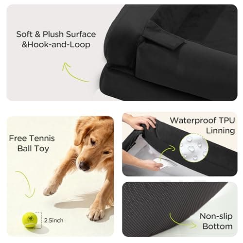 Extra Large Dog Bed, Orthopedic XL Washable Bed for Big Dog Waterproof Pet Couch Sofa Bolster with Removable Cover, Non-Slip Bottom, Tennis Ball Toy, 42x30 - Thumbnail 6