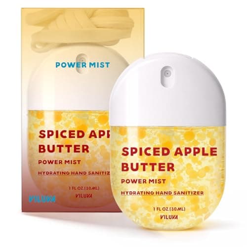VILUVA Hydrating Hand Sanitizer Spray Travel Size,Portable Power Mist Sprays with Phone Lanyard,Refreshing Oil-Based Moisturizing Formula,Spiced Apple Butter Scented,Alcohol-free,1 FL.OZ - Image 1