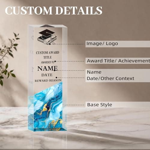 MYPHNEX Custom Acrylic Trophy Award with Logo/Photo - Personalized Recognition Plaque for Employee Appreciation, Retirement, Farewell, Work Anniversary, Boss & Coworker Gifts – Bulk Corporate Orders - Thumbnail 6