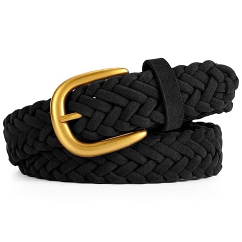 XZQTIVE Women’s Braided Suede Belt with No-Hole Adjustable Design – Vintage Woven Leather Waist Belt for Dresses,Jeans and Casual Outfits - Image 1