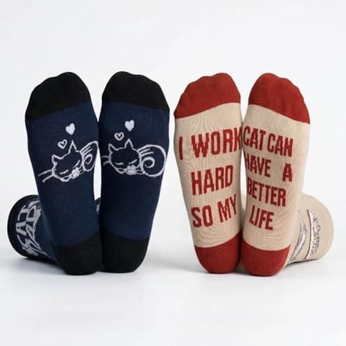 ZAOMENG Funny Novelty Socks for Cat Dad Crazy Fun Cat Socks for Men Women Boyfriend Cool Unique Gifts for Birthday, Anniversary Soft Cotton Pattern Casual Dress Socks Size 6-13 Birthday Gift Ideas - Image 1