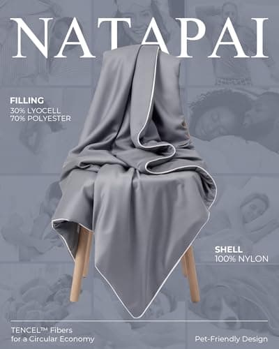 Natapai Cooling Comforter, Cooling Blanket for Hot Sleepers, All Season Lightweight Comforter for Night Sweats, Down Alternative Duvet Insert, Blanket for Night Sweats, Queen - 90"x90"(Mist Gray) - Thumbnail 2