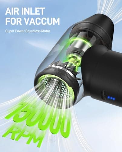 YOFIGO Electric Air Duster-150,000 RPM 4-Gear Adjustable Aluminum Alloy Compressed Air Duster, Cordless Air Duster for Keyboard Cleaning, 2-in-1 Vacuum for House or Car Interiors, Mini Blower for Car - Thumbnail 5