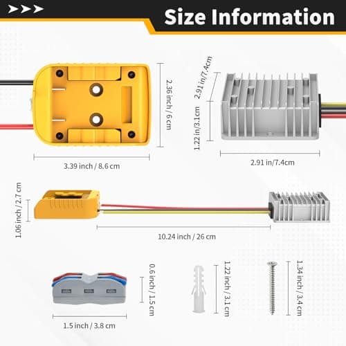 DC 20V to 12V Step-Down Converter with Switch Compatible with Dewalt 20V Battery, Over-Discharge Protection, DC12V 20A 240W Buck Converter Voltage Regulator for Golf Cart RC Car Truck DIY - Thumbnail 5