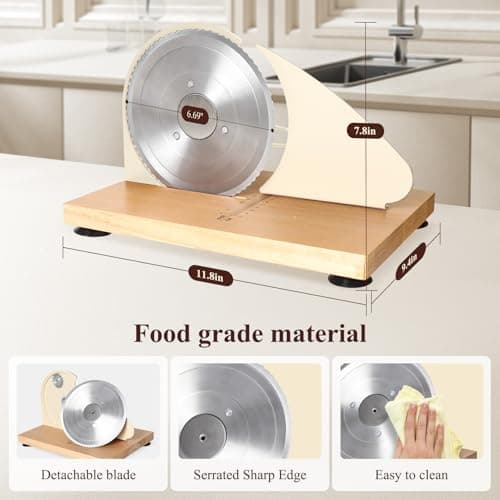 Manual Bread Slicer for Homemade Bread,Even Slicing Thickness-Adjustable Slices,Sourdough Slicer with Scale Lines&SuperStrong SuctionCup Fixation (Cream-Guide) - Thumbnail 5