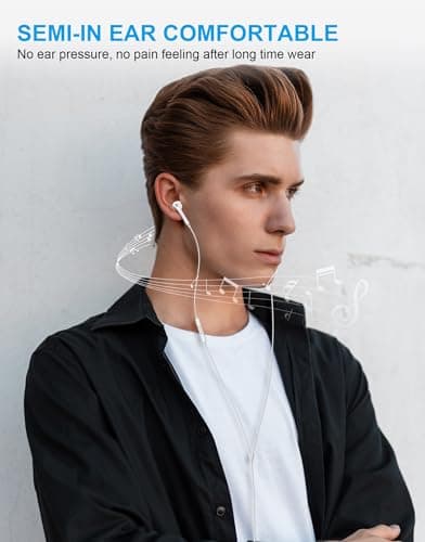 [2 Pack] for Apple Wired Earbuds, 3.5mm Headphones with Microphone 90 Degree Design Clear Call HiFi Stereo Volume Control Earphones for PC Laptop Radio Kindle - Thumbnail 5
