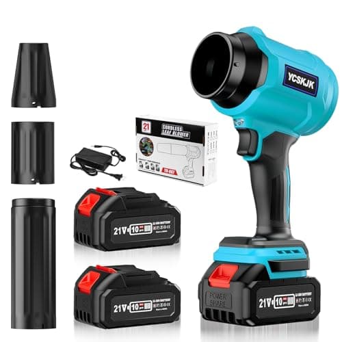 Cordless Leaf Blower, Leaf Blower Cordless with Battery and Charger, Portable Lightweight Handheld Blower, Extended Nozzle, Turbo Jet Blower for Lawn Care, Patio Cleaning, Leaves, Dust (Blue) - Image 1