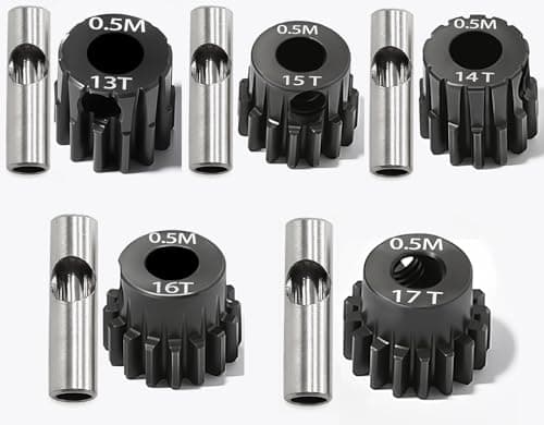 0.5M Pinion Gear 13T 14T 15T 16T 17T Hardened Steel 3.175mm Bore with 2.3mm Adapter, Gear for ARRMA 1/14 Typhon 1/16 Mojave 1/18 Granite, Losi 1/12, 0.5Mod Gear 13T-27T for HOBBYWING Motors - Image 1