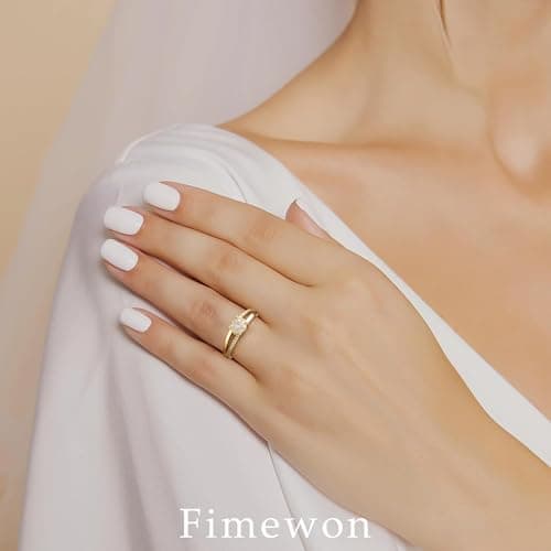 Fimewon Diamond Wedding Rings for Women Dainty Promise Rings 14K Gold Plated Ring Women Birthday Gifts Size 12 - Thumbnail 3