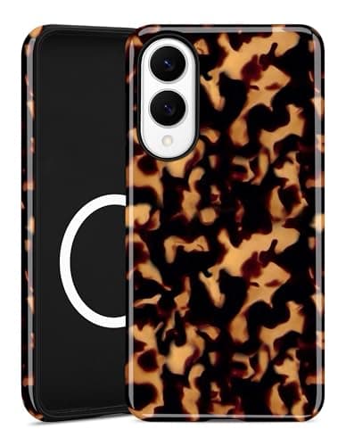 Aitipy Magnetic Tortoise Shell Case for Samsung Galaxy S25 Edge, Compatible with MagSafe, Cute Brown Aesthetic Leopard Print Soft TPU and Hard PC Shockproof Protective Phone Cover for Women Girls - Image 1