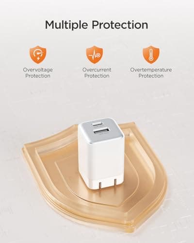 wegear 30W USB C Fast Charger, Dual Port USB C Wall Charger with Foldable Plug for iPhone 16/15/14, Samsung S24, iPad, 40% Smaller & Safer Nano Charger Block, (White, 2 Pack) - Thumbnail 5