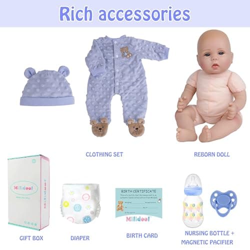 Milidool Lifelike Reborn Baby Dolls Boy- 18-Inch Soft Body Realistic-Newborn Real Life Baby Dolls for Kids Age 3+ - Thumbnail 5