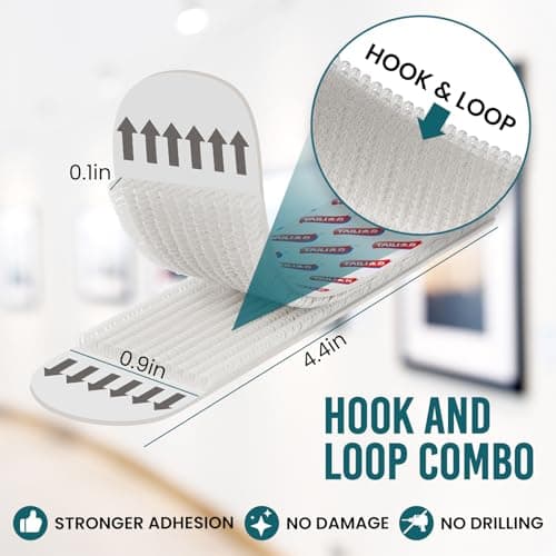 TAILI Picture Hanging Strips Heavy Duty, Extra Large 16 Pairs (32 Strips) Frame Hangers for Walls, Pictures Kit Without Nail, Damage Free Adhesive Poster Decor, Art, Mirror - Thumbnail 3