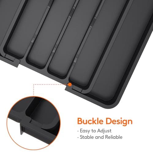 Lifewit Silverware Drawer Organizer, Expandable Utensil Tray for Kitchen, BPA Free Flatware and Cutlery Holder, Adjustable Plastic Storage for Spoons Forks Knives, 8.5-14 x 12", Black - Thumbnail 5