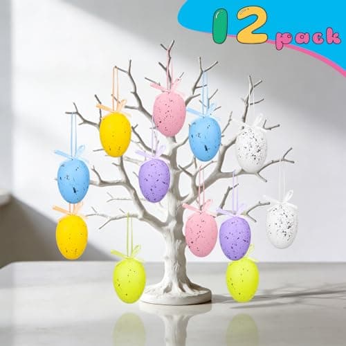 Oeyliz Easter Decorations Easter Eggs Decorations Hanging Ornaments Eggs Hanging Ornaments Tree Ornaments for Decoration 12PCS Hanging Ornaments for Tree Decor Basket Home Party Supplies - Thumbnail 3