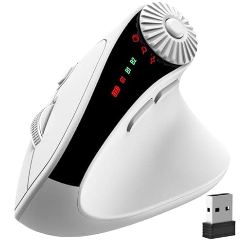 SABLUTE MAM51 Ergonomic Mouse Wireless with 3-in-1 Quick-Switch Scroll Wheel, Vertical Mouse with 4000 DPI, 8 Buttons Wireless Computer Mouse, 2.4Ghz/Bluetooth Mouse for Laptop and Desktop-White - Image 1