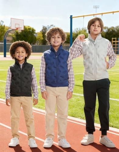 M MAELREG Boys Puffer Quilted Vest Warm Lightweight Sleeveless Kids Jacket with Pockets for School Outdoor Winter - Thumbnail 3