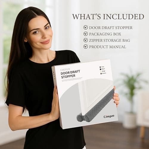 Ciieyuo® Door Draft Stopper – Premium Velour Under Door Gap Filler & Noise Blocker | Insert-Design Draft Stopper for Bottom of Door (30"-36") | Blocks Cold, Noise, Dust – Easy Install, No Adhesive - Thumbnail 3