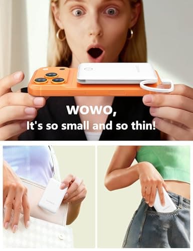 miisso 10000mAh Mini Portable Charger with Built in Cable, Pocket Size Power Bank Travel External Battery Pack for Phone, 3 Output USB Type C Cord Clutch Compatible with iPhone, Samsung, White - Thumbnail 5