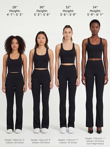 Sunzel Sunzfly Invisible Butt Scrunch Flare Leggings for Women, Mini Flared Yoga Pants with Tummy Control and High Waist 32" Classic Blue Medium - Thumbnail 2