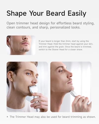 Laifen T1 Pro 1-Blade Electric Shaver, High-Speed 12,000 Cuts/Min, Long Hair Trimmer with 3 Guards, for Sparse Beard & Daily Styling, Wet & Dry, IPX7 Waterproof (Aluminum Alloy) - Thumbnail 4