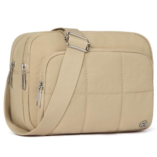 Telena 3-Zip Crossbody Bags for Women - Convertible RFID Anti-Theft Cross Body Bag for Everyday Use Khaki