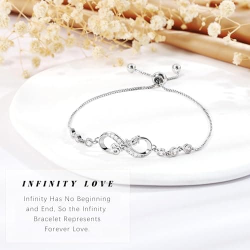 BAYLAY Gigi Gifts for Grandma, Infinity Bracelets for Women 18K Plated Dainty Silver Infinity Bracelet Cute CZ Bracelet for Women Silver Jewelry Gifts for Gigi - Thumbnail 4