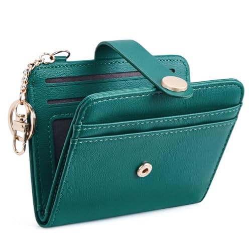 POIUGOYA Slim Wallet for Women,RFID Blocking Bifold Credit Card Holder with Zipper Coin Pocket,ID Window,Keychain - Image 1