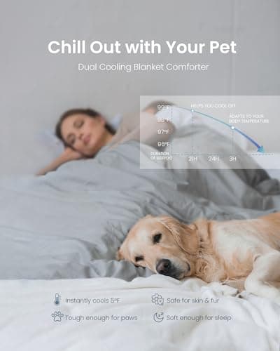 Fuzzysense Cooling Comforter Queen 90"x90" – Instant Cooling Blanket for Hot Sleepers & Night Sweats, Breathable Lightweight All-Season Bedding, Pet-Friendly Oeko-TEX & GRS Certified, Gray - Thumbnail 4