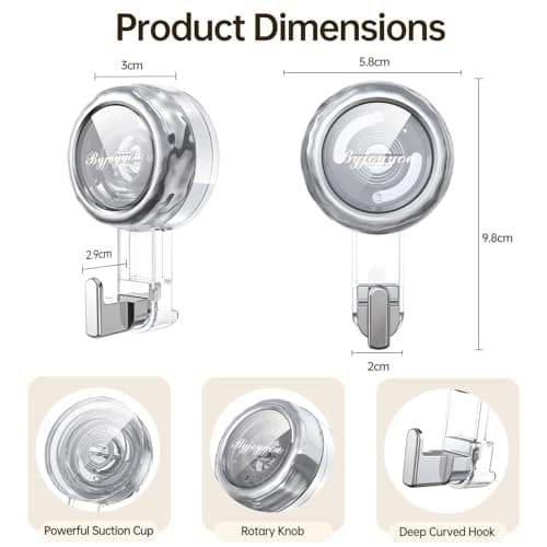 Nicespce Heavy Duty Suction Cup Hooks for Window Shower Glass Door - Thumbnail 2
