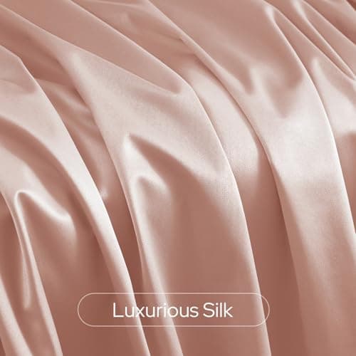HOMEIDEAS 100% Blackout Faux Silk Curtains,Blush Pink Thermal Insulated Room Darkening Window Drapes,Luxury Vintage Curtains for Bedroom Living Dining Room, 52 X 84 Inch, 2 Panels - Thumbnail 4