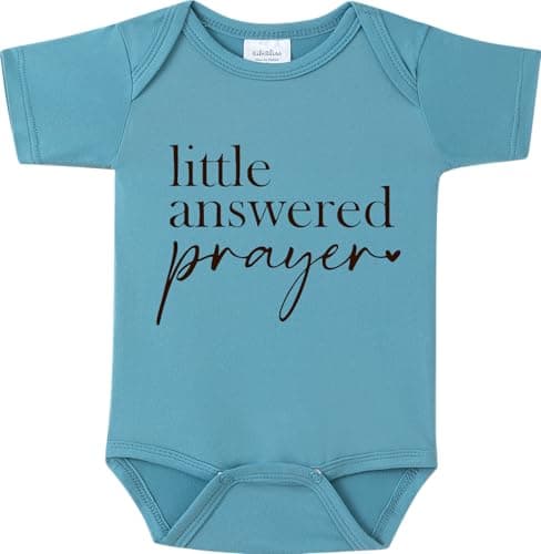 BIBIBLISSBABY Pregnancy Announcement for Grandparents Gift, Little Answered Prayer Infant Reveal Ideas, Newborn Pregnancy Announcement Outfit (0-3month, Slate)
