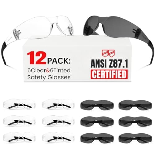 Hoqiwild ANSI Z87.1 Safety Glasses Men Women 12 pack(6pack clear safety glasses+6pack safety sunglasses) Scratch & Impact Resistant eye protection glasses for Construction, Outdoor Sports & Work - Image 1