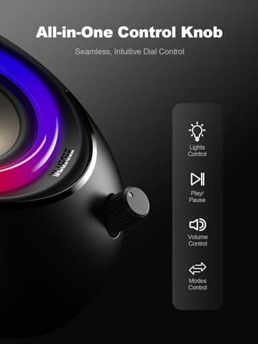 Bluedee Computer Speakers with Subwoofer, 2.1 PC Speakers with Deep Bass and 80W Peak Power, Adapter Powered, Bluetooth 5.4 & USB/USB-C/AUX-in, RGB Desktop Speakers for Computer, Laptop, Monitor - Thumbnail 6