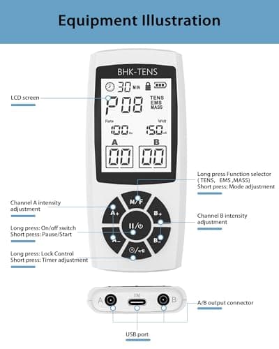 BHK-TENS EMS Muscle Stimulator for Pain Relief Therapy, Electronic EMS TENS Unit Machine for Shoulder Pain Relief, Tens Massager for Neck Pain Relief, Sciatica Pain Relief - Thumbnail 3