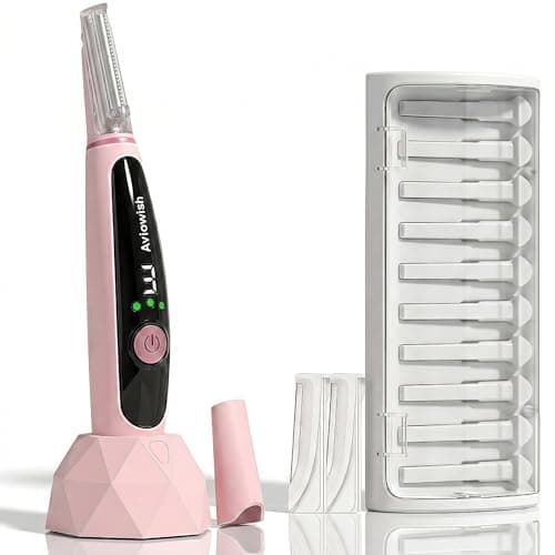 Aviowish Sonic Dermaplaning Razor for Women face – Beginner-Safe & Sensitive Skin Friendly, Controlled Exfoliation to Remove Peach Fuzz & Dull Skin – 3 Precision Speeds – 12 Blades&LED Light - Image 1