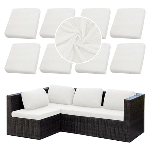 SUKAIKEQA Outdoor Cushion Covers Set,8PCS Jacquard Patio Furniture Couch Seat Slipcovers, Replacement for Sofa Sectional Chair(Cover，Only) - Image 1