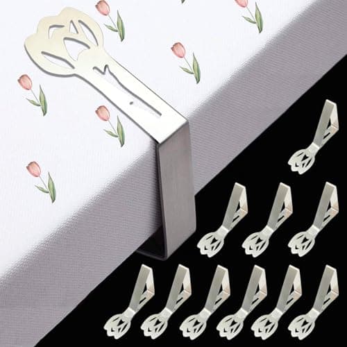 CUNGLIN Tablecloth Clips for Outdoor Tables, Tulip Shape Picnic Table Cloth Holder Clip Large Thick Stainless Steel Decorative Cover Clamp Pin for Indoor Party Wedding RV Accessories 10 Pack - Image 1