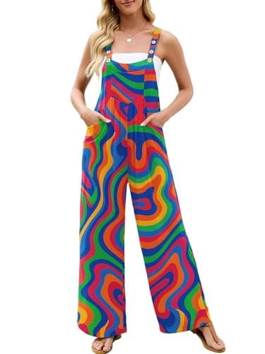 Heymoments Overalls Jumpsuits Rompers for Women Vibrant XX-Large Casual Maternity Winter Fall Comfy Ladies Loose Fit Dressy Wide Leg One Piece Sleeveless Grils Long Bib Baggy Pants with Pockets - Image 1