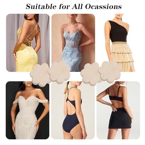 40 Pieces Nipple Covers For Women Disposable No-Show Pasties Hypoallergenic Satin Breast Petals Stickers(Nude) - Thumbnail 5