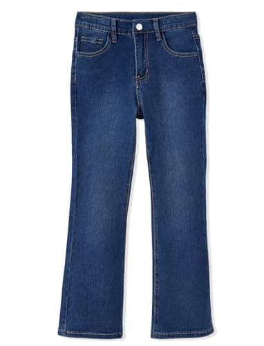 PATPAT Girls Bootcut Jeans 5-14 Years, Stretch Denim Pants with Mid-Rise Elastic Waist for Kids Teens Blue - Image 1