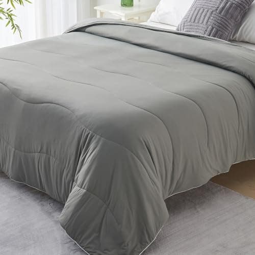 Twin XL Cooling Comforter – Down Alternative Lightweight Quilt for Hot Sleepers & Night Sweats, Reversible Cloud-Soft Summer Bedding for Dorms & All-Season, Grey - Thumbnail 2